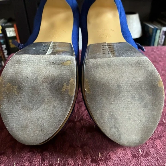 Blue faux suede silver accent heeled booties - Picture 5 of 5